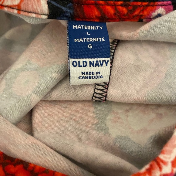Old Navy Maternity Red Floral Cotton Bodycon Dress Large - Picture 7 of 9